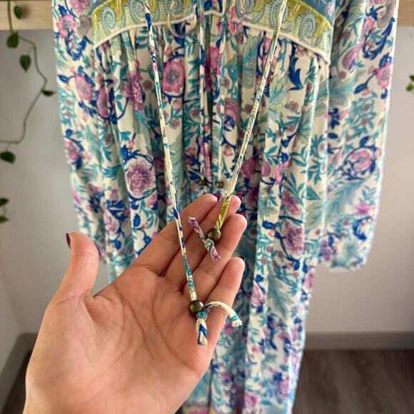 Lance Cade Boho Maxi Dress Floral Print Long Sleeve Small Festival Lagenlook - Picture 6 of 8